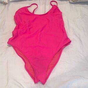 Good American Pink One Piece Swimsuit with Spaghetti Straps